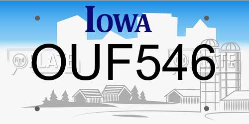 OUF546 Iowa License Plate