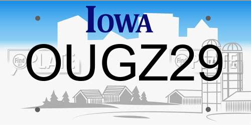 OUGZ29 Iowa License Plate