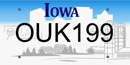 OUK199 Iowa License Plate