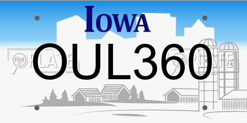 OUL360 Iowa License Plate