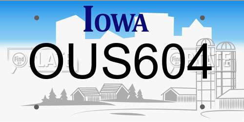 OUS604 Iowa License Plate