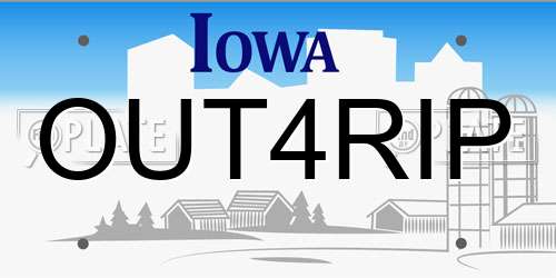 OUT4RIP Iowa License Plate