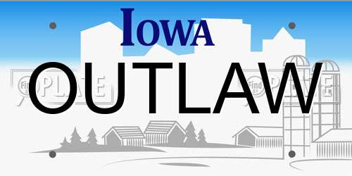 OUTLAW Iowa License Plate