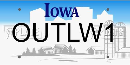 OUTLW1 Iowa License Plate
