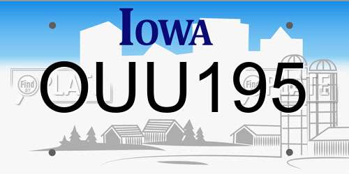OUU195 Iowa License Plate