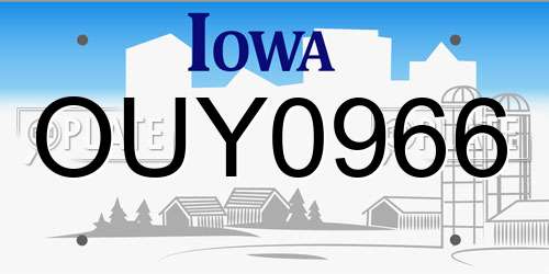 OUY0966 Iowa License Plate