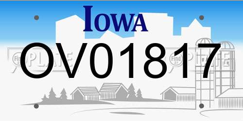 OV01817 Iowa License Plate