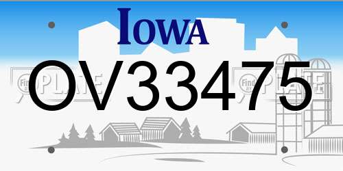 OV33475 Iowa License Plate