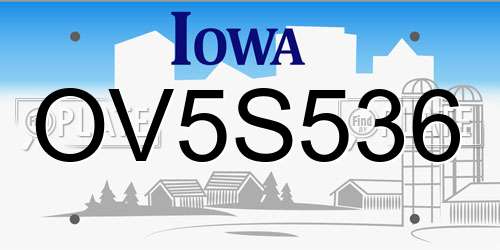 OV5S536 Iowa License Plate