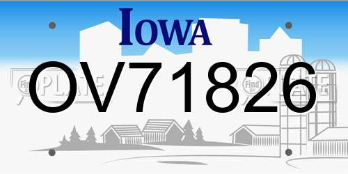 OV71826 Iowa License Plate