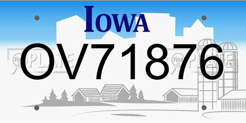 OV71876 Iowa License Plate