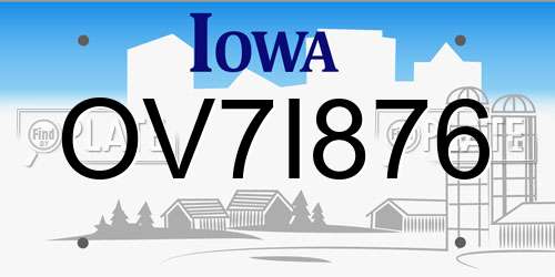 OV7I876 Iowa License Plate