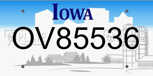 OV85536 Iowa License Plate