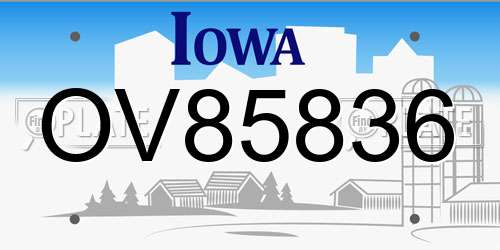 OV85836 Iowa License Plate