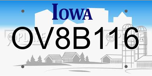 OV8B116 Iowa License Plate