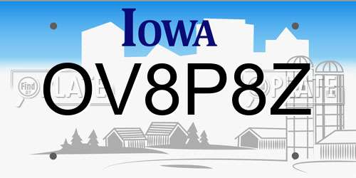 OV8P8Z Iowa License Plate