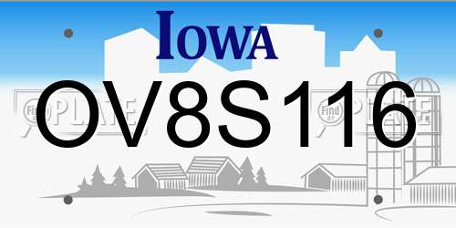 OV8S116 Iowa License Plate