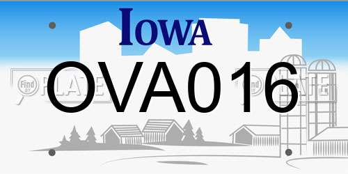 OVA016 Iowa License Plate