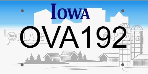 OVA192 Iowa License Plate