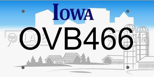 OVB466 Iowa License Plate
