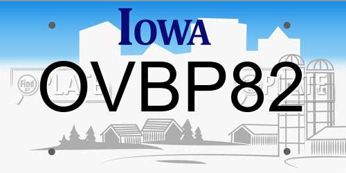 OVBP82 Iowa License Plate