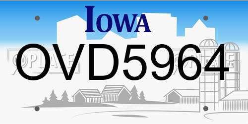 OVD5964 Iowa License Plate