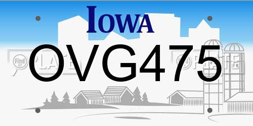 OVG475 Iowa License Plate