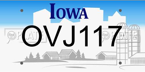 OVJ117 Iowa License Plate