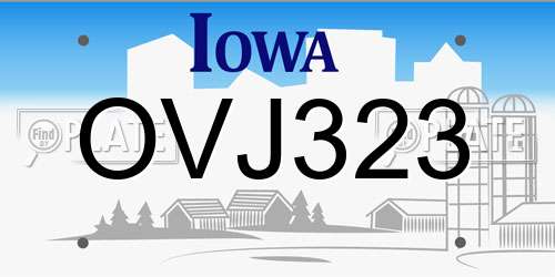 OVJ323 Iowa License Plate