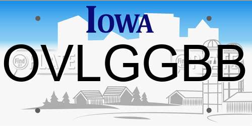OVLGGBB Iowa License Plate