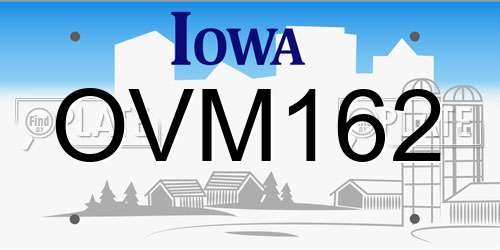 OVM162 Iowa License Plate