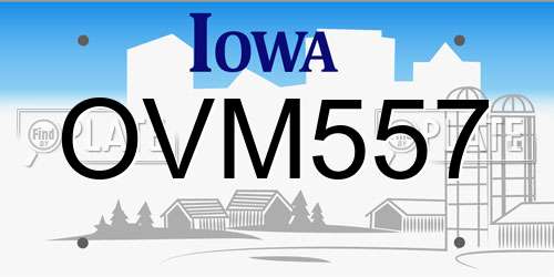 OVM557 Iowa License Plate