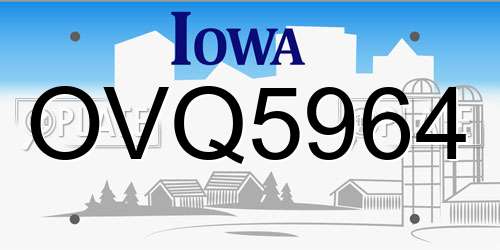OVQ5964 Iowa License Plate