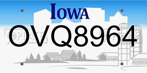 OVQ8964 Iowa License Plate