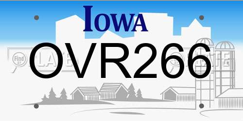 OVR266 Iowa License Plate