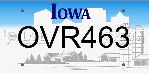 OVR463 Iowa License Plate