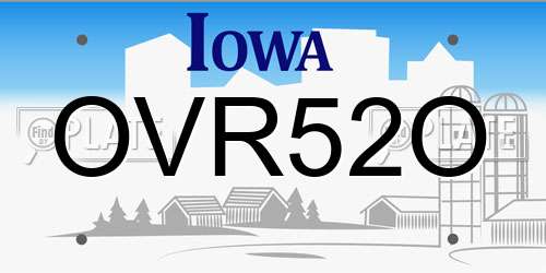 OVR52O Iowa License Plate
