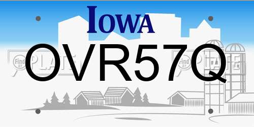 OVR57Q Iowa License Plate