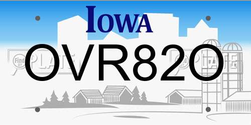 OVR82O Iowa License Plate