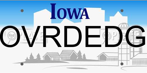 OVRDEDG Iowa License Plate