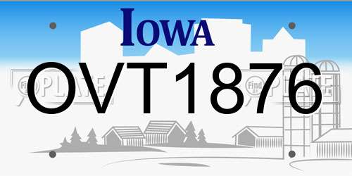 OVT1876 Iowa License Plate
