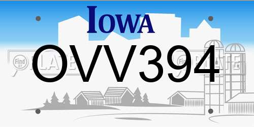 OVV394 Iowa License Plate