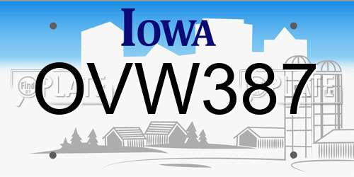 OVW387 Iowa License Plate