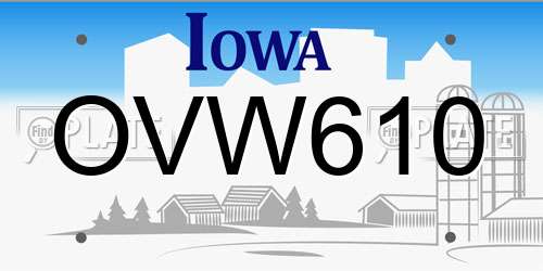 OVW610 Iowa License Plate