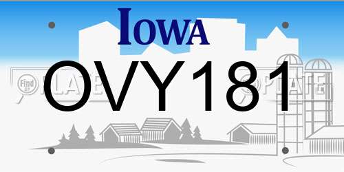 OVY181 Iowa License Plate