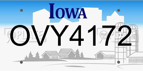 OVY4172 Iowa License Plate