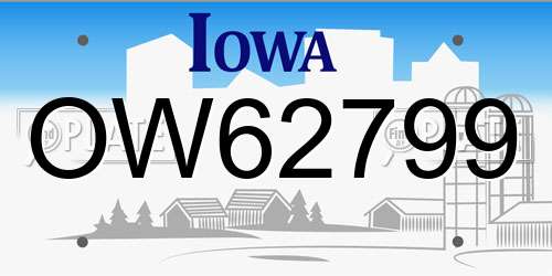 OW62799 Iowa License Plate