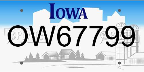 OW67799 Iowa License Plate
