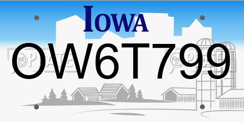 OW6T799 Iowa License Plate