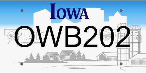 OWB202 Iowa License Plate